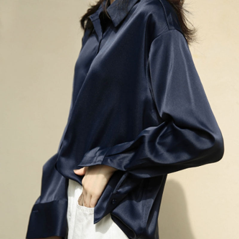 Elegant Silk Blouse for Women with Vintage Collar & Refined Cuffs | Timeless Style for Any Occasion
