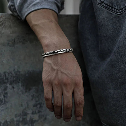 Elegant Silver Cuff Bracelet with Intricate Braided Design | Adjustable Style for Versatile Fashion