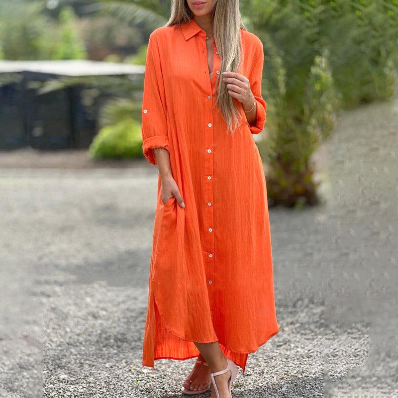 Elegant Spring Dress | Women's Dress with Button-Front Design | Versatile Everyday Wear for Effortless Style