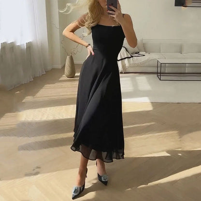 Elegant Square Midi Dress | Women's Wedding Guest Dress with Flattering Silhouette for Summer Celebrations