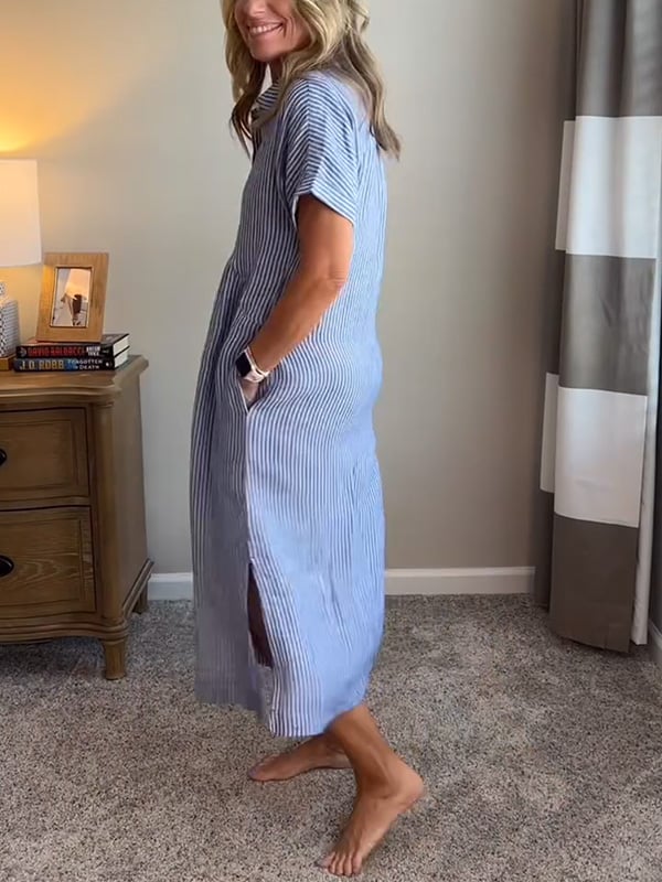 Elegant Striped Shirt Dress for Women with Classic Collar | Effortless Style for Any Occasion