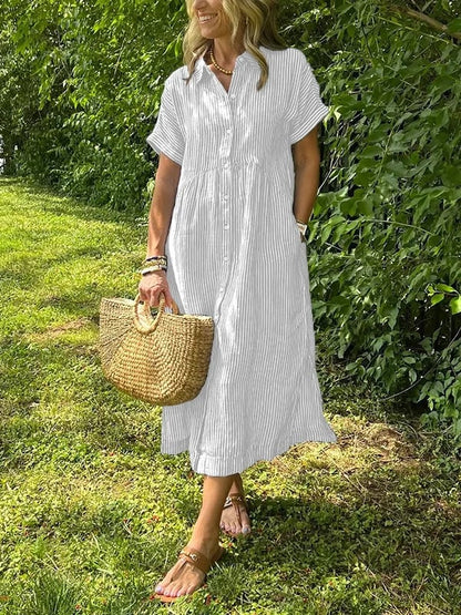 Elegant Striped Shirt Dress for Women with Classic Collar | Effortless Style for Any Occasion