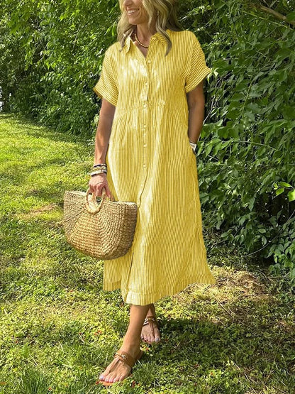 Elegant Striped Shirt Dress for Women with Classic Collar | Effortless Style for Any Occasion