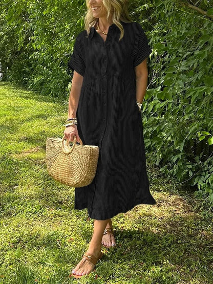 Elegant Striped Shirt Dress for Women with Classic Collar | Effortless Style for Any Occasion
