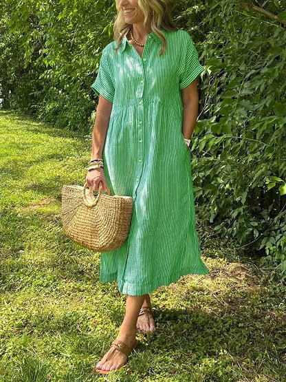 Elegant Striped Shirt Dress for Women with Classic Collar | Effortless Style for Any Occasion