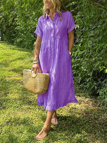 Elegant Striped Shirt Dress for Women with Classic Collar | Effortless Style for Any Occasion