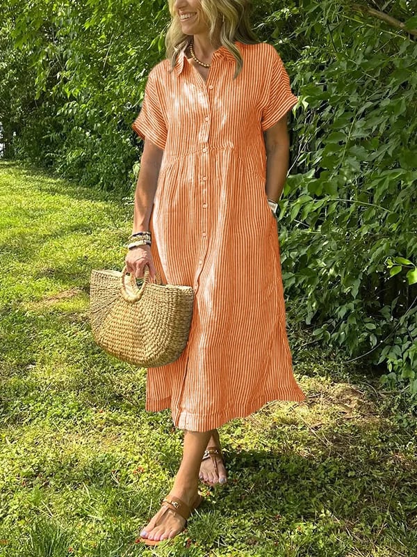 Elegant Striped Shirt Dress for Women with Classic Collar | Effortless Style for Any Occasion