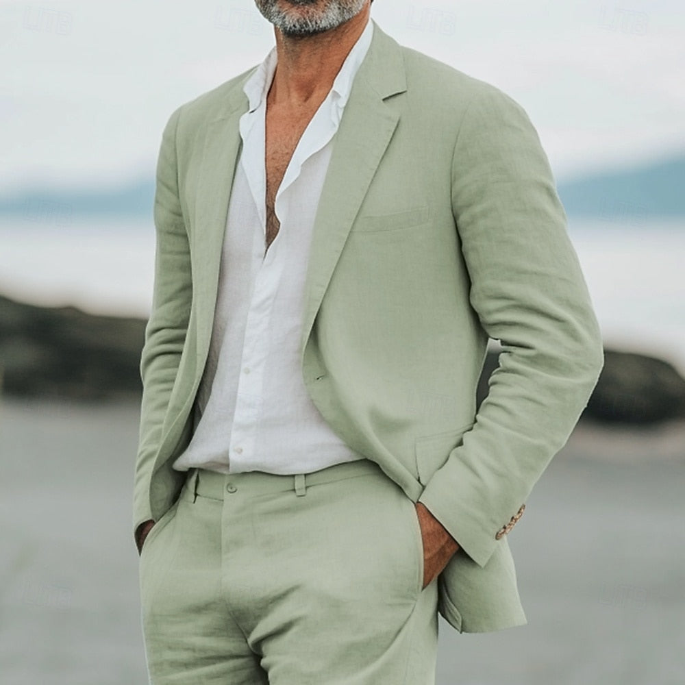 Elegant Tailored Men's Suit Set with Lightweight Fabric | Stylish Summer Attire for Comfort and Versatility