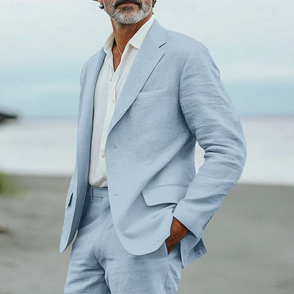 Elegant Tailored Men's Suit Set with Lightweight Fabric | Stylish Summer Attire for Comfort and Versatility