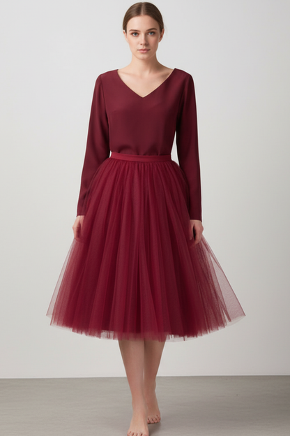 Elegant Tulle | Women's Midi Skirt with Multi-Layer Design | Flattering A-Line for Versatile Style