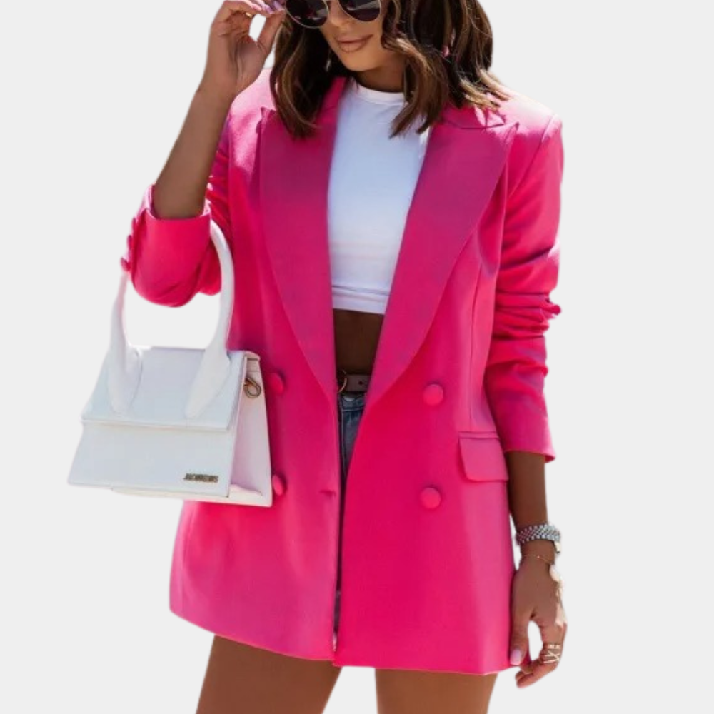 Elegant Women's Blazer | Black Double-Breasted Design with Tailored Fit for Smart Casual Style