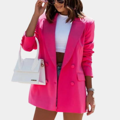 Elegant Women's Blazer | Black Double-Breasted Design with Tailored Fit for Smart Casual Style