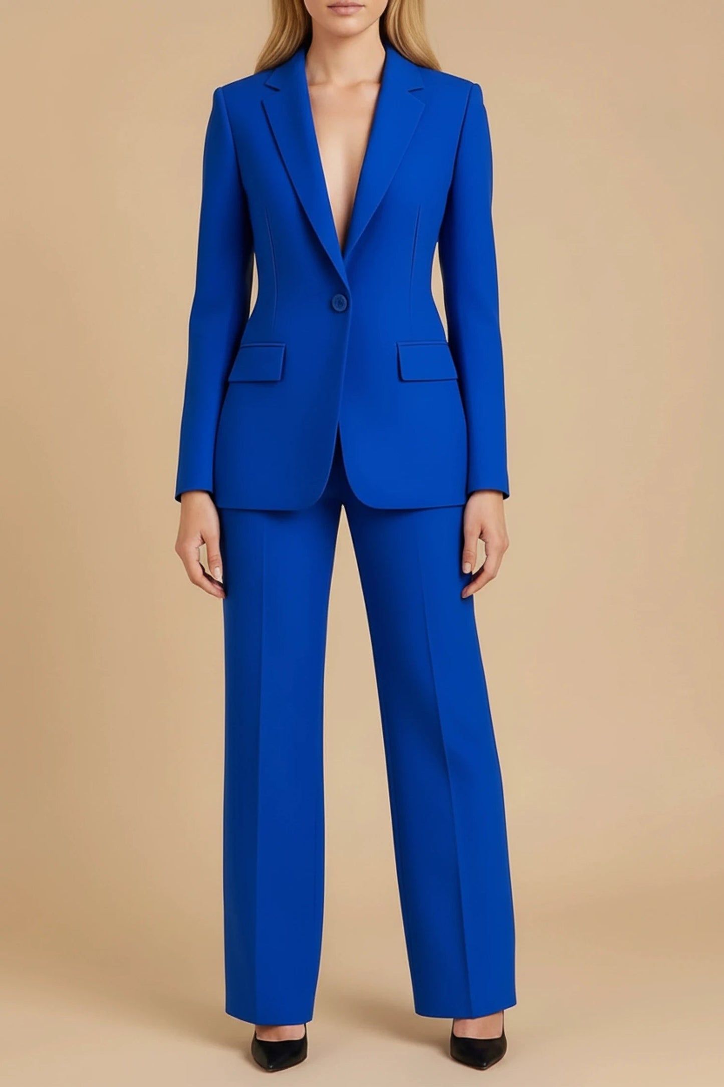 Elegant Women's Suit | Tailored Pant Suit Set with Wide-Leg Pants for Effortless Professional Style