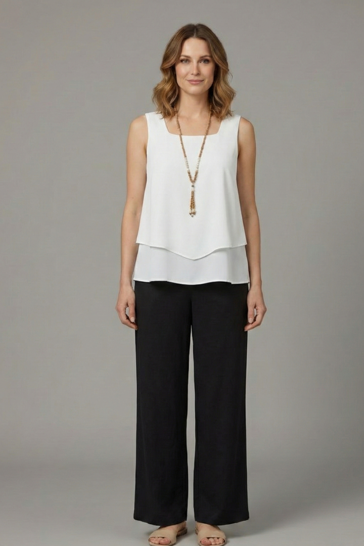 Elegant Women's Two Piece Set | Sleeveless Top & Wide Leg Trousers for Effortless Style