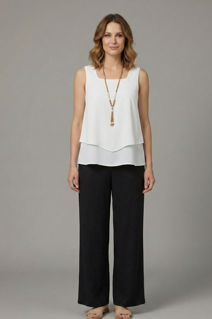 Elegant Women's Two Piece Set | Sleeveless Top & Wide Leg Trousers for Effortless Style