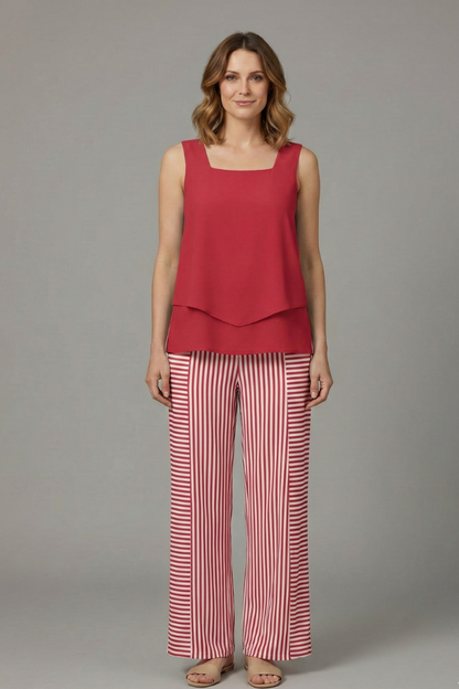 Elegant Women's Two Piece Set with Sleeveless Top & Wide Leg Trousers for Effortless Style