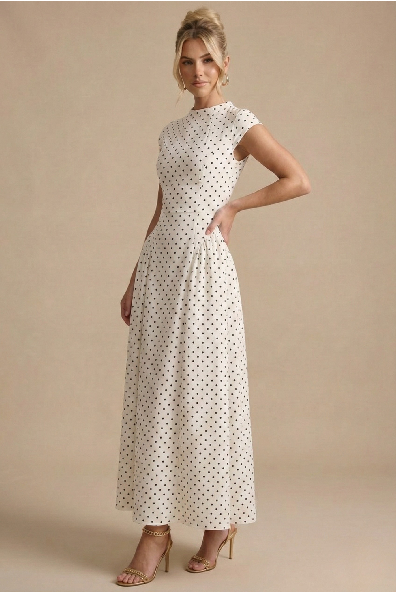 Elegant | Women's Polka Dot Maxi Dress with A-Line Silhouette | Effortless Style for Any Occasion