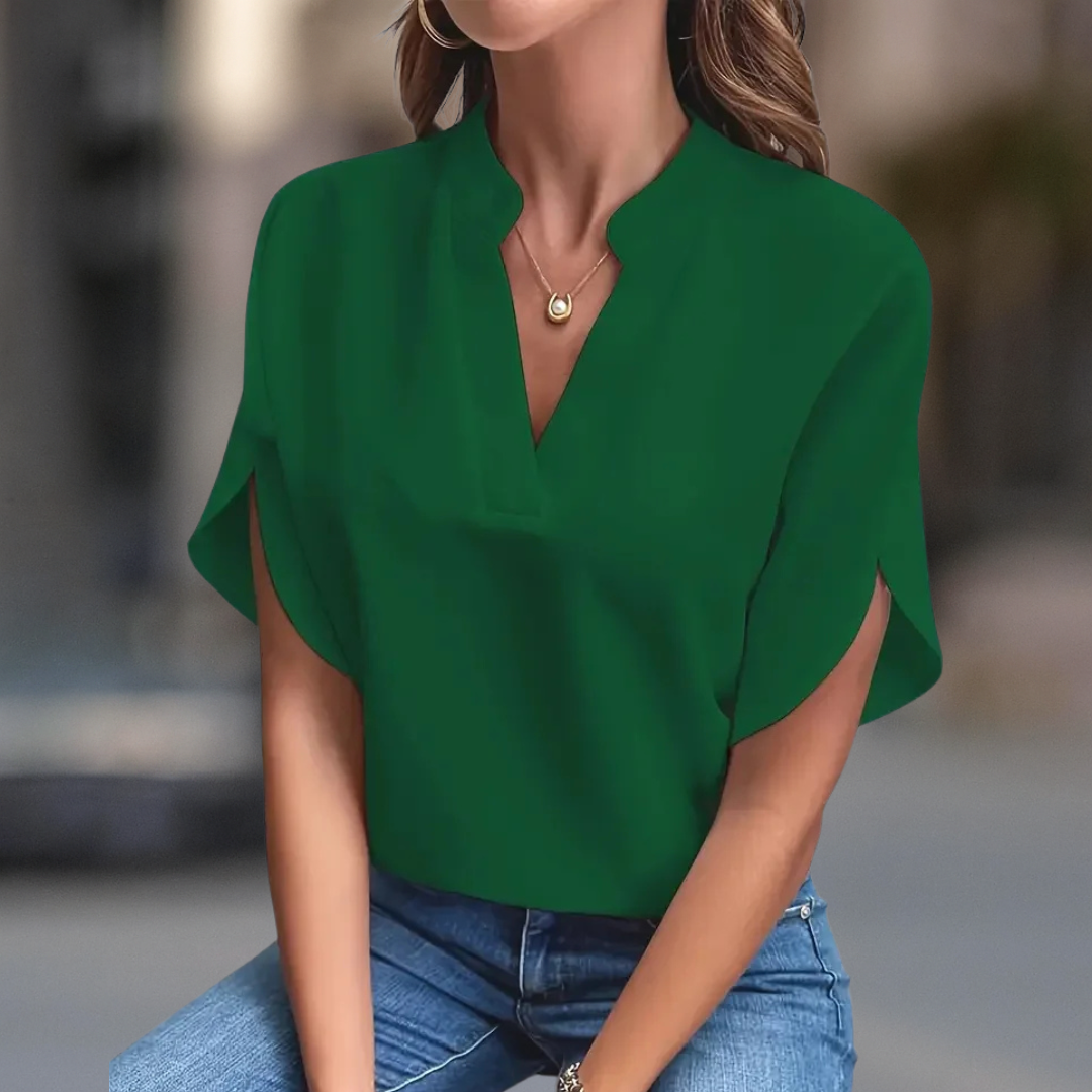 Elena Collection | Women's Blouse with Elegant V-Neck & Flowy Sleeves | Versatile Top for Any Occasion
