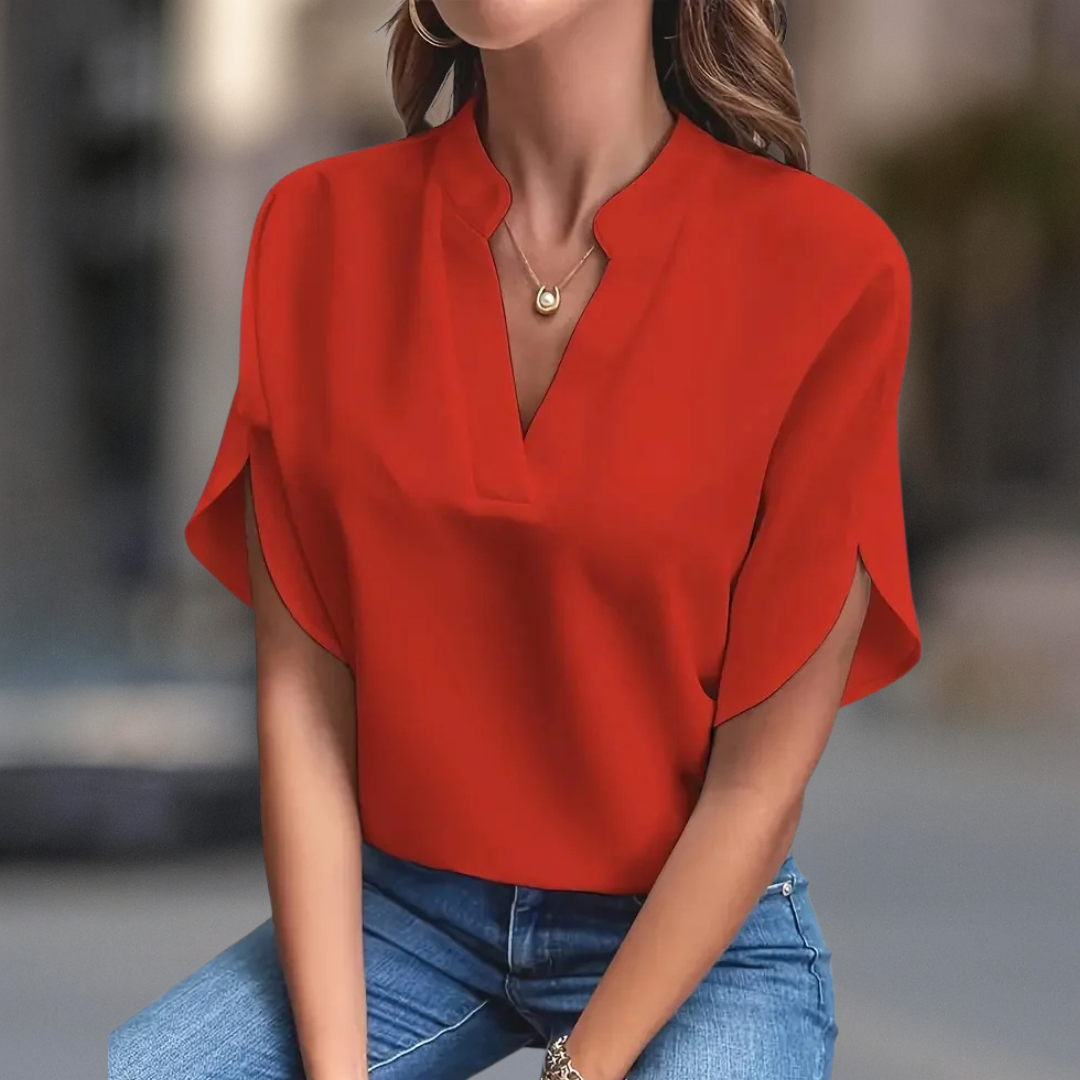 Elena Collection | Women's Blouse with Elegant V-Neck & Flowy Sleeves | Versatile Top for Any Occasion