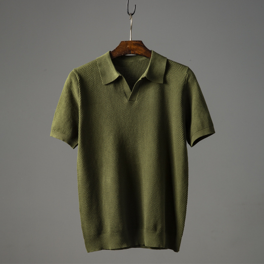 Elevated Essentials | Men's Polo Shirt with Textured Fabric | Versatile Summer Staple for Effortless Style