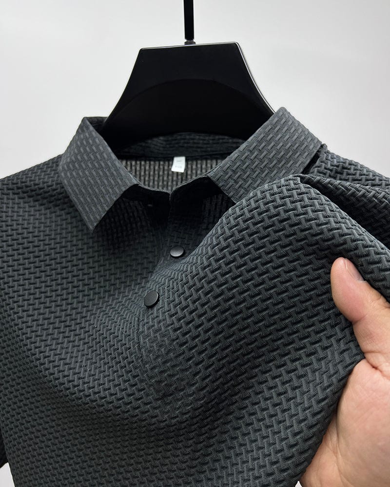 Elevated Style | Men's Polo Shirt with Textured Fabric & Classic Buttons | Versatile Summer Essential for Effortless Looks