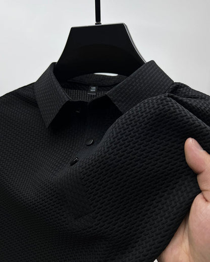 Elevated Style | Men's Polo Shirt with Textured Fabric & Classic Buttons | Versatile Summer Essential for Effortless Looks