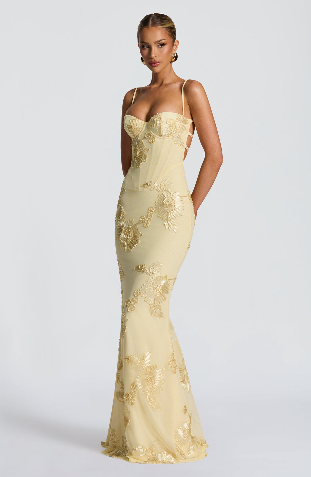 Emma Collection | Women's Maxi Dress with Floral Embroidery | Elegant Summer Dress for Weddings and Special Occasions