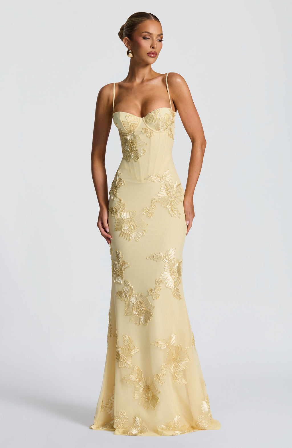 Emma Collection | Women's Maxi Dress with Floral Embroidery | Elegant Summer Dress for Weddings and Special Occasions