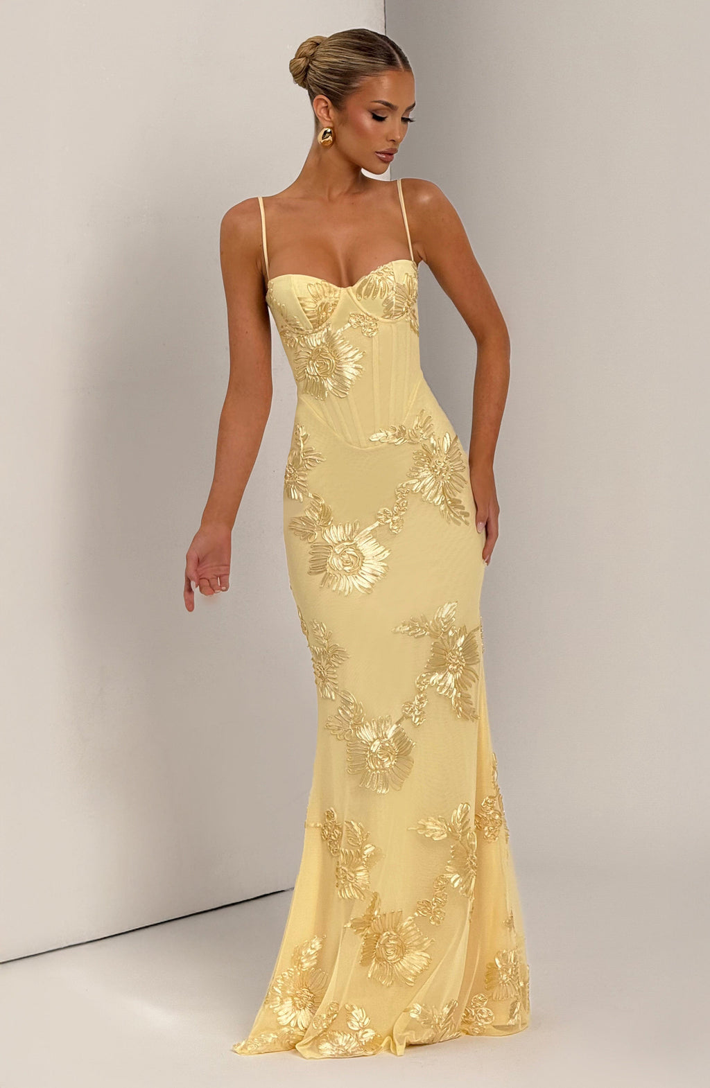 Emma Collection | Women's Maxi Dress with Floral Embroidery | Elegant Summer Dress for Weddings and Special Occasions