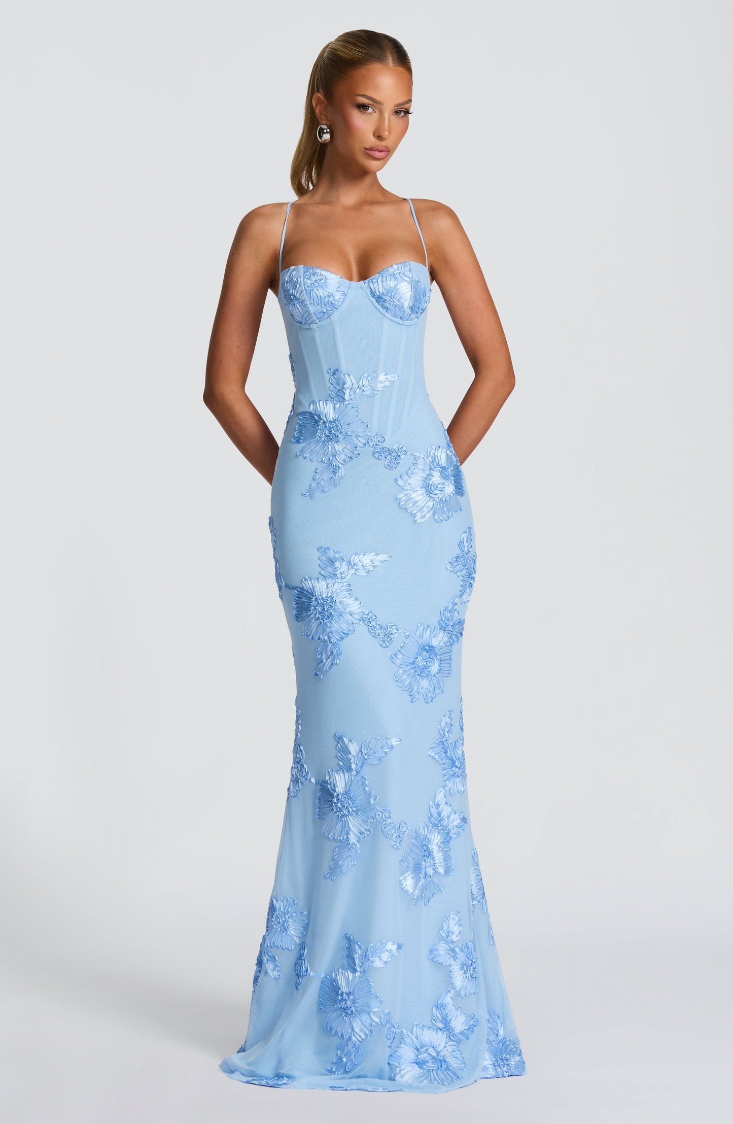 Emma Collection | Women's Maxi Dress with Floral Embroidery | Elegant Summer Dress for Weddings and Special Occasions