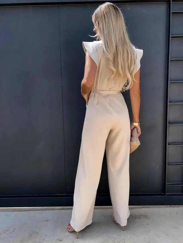 Evelyn | Women's Elegant Jumpsuit with Ruffled Sleeves & Matching Belt | Versatile Outfit for Any Occasion