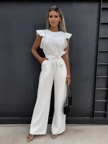 Evelyn | Women's Elegant Jumpsuit with Ruffled Sleeves & Matching Belt | Versatile Outfit for Any Occasion