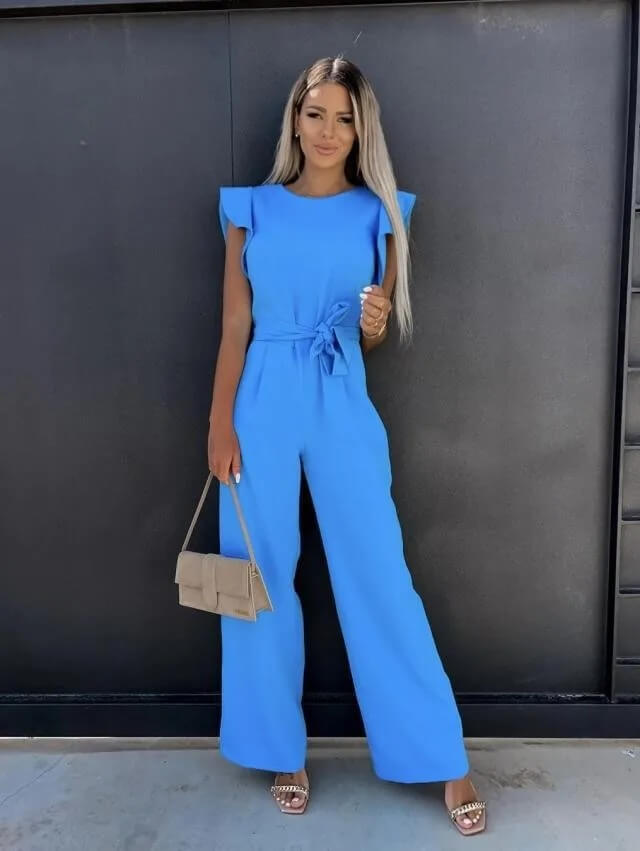 Evelyn | Women's Elegant Jumpsuit with Ruffled Sleeves & Matching Belt | Versatile Outfit for Any Occasion