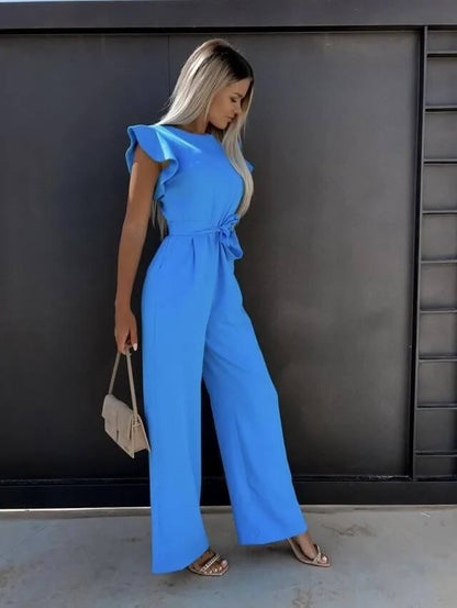 Evelyn | Women's Elegant Jumpsuit with Ruffled Sleeves & Matching Belt | Versatile Outfit for Any Occasion