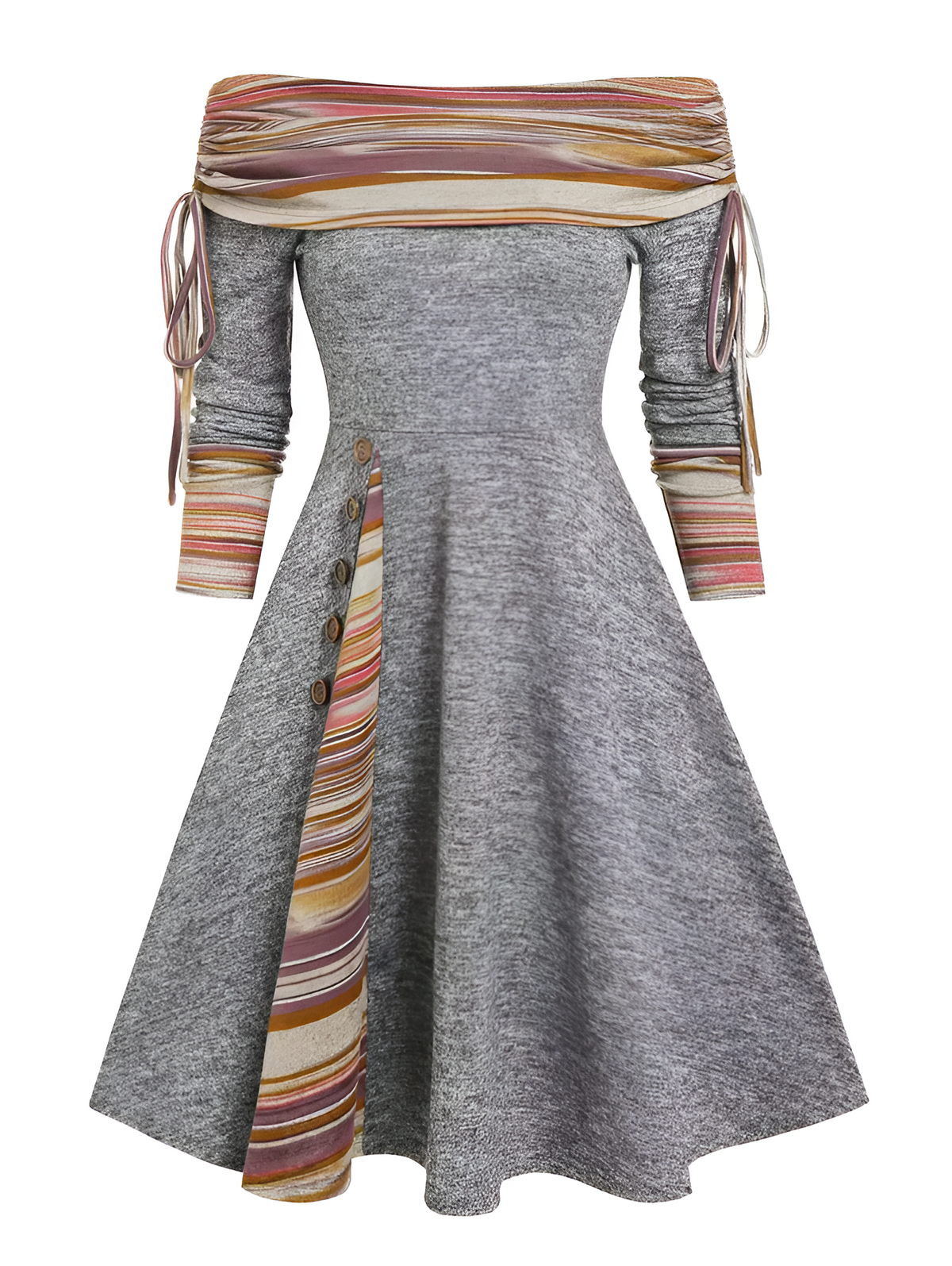 Women's Off-Shoulder Midi Dress — Flowy Fall & Winter Style 11