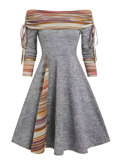 Women's Off-Shoulder Midi Dress — Flowy Fall & Winter Style 11