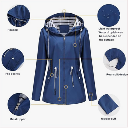 Women's Waterproof Rain Jacket — Lightweight Adjustable Hood 8