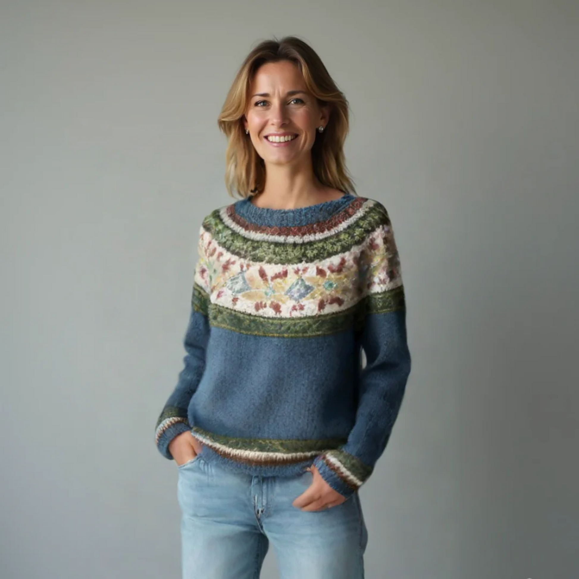 Women's Nordic Knit Sweater — Relaxed Fit Boat Neckline 8