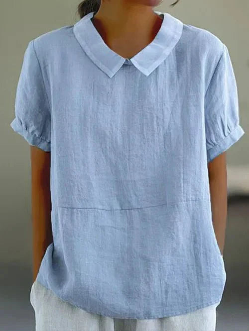 Fiona Collection | Women's Blouse with Peter Pan Collar | Lightweight Linen Summer Top for Effortless Style