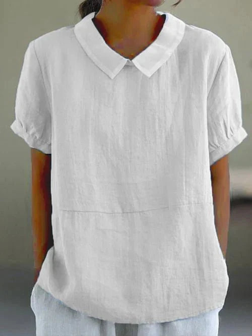 Fiona Collection | Women's Blouse with Peter Pan Collar | Lightweight Linen Summer Top for Effortless Style