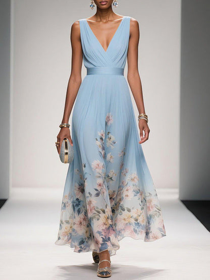 Fiona | Women's Floral Print Dress with Flowing Silhouette | Stylish Summer Dress for Wedding Guests