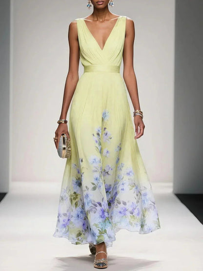 Fiona | Women's Floral Print Dress with Flowing Silhouette | Stylish Summer Dress for Wedding Guests