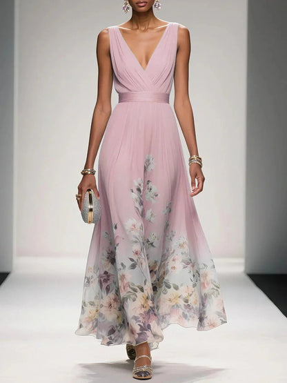 Fiona | Women's Floral Print Dress with Flowing Silhouette | Stylish Summer Dress for Wedding Guests