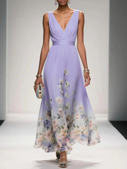 Fiona | Women's Floral Print Dress with Flowing Silhouette | Stylish Summer Dress for Wedding Guests