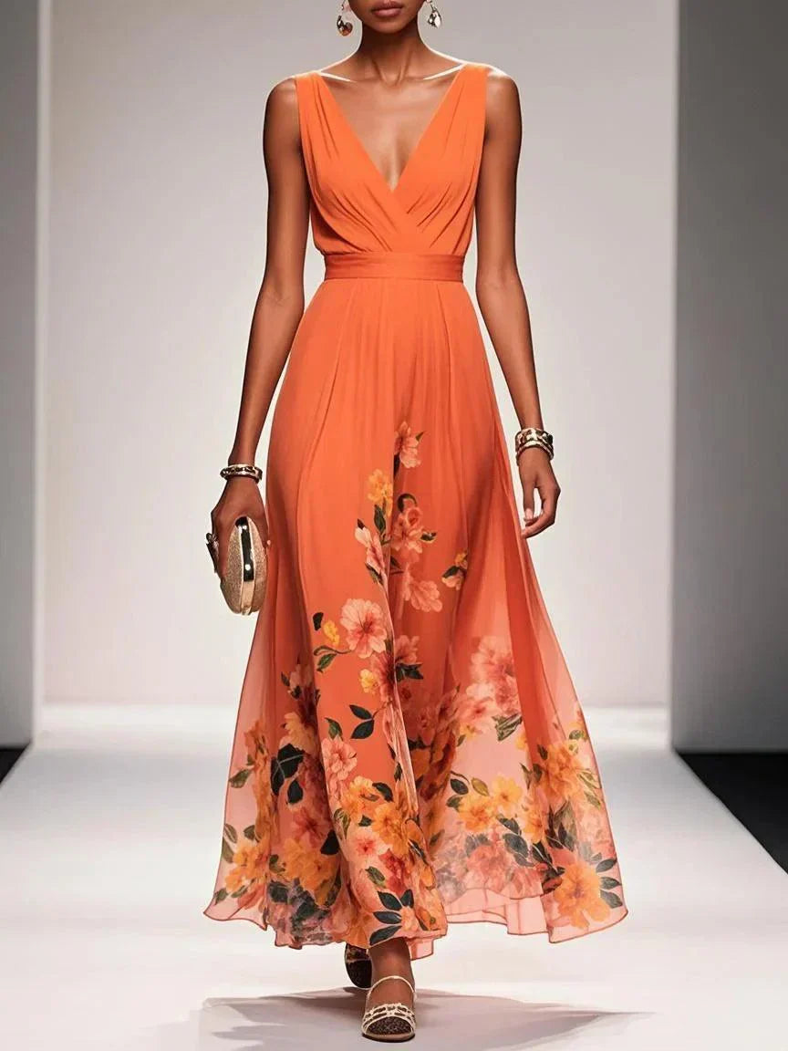 Fiona | Women's Floral Print Dress with Flowing Silhouette | Stylish Summer Dress for Wedding Guests