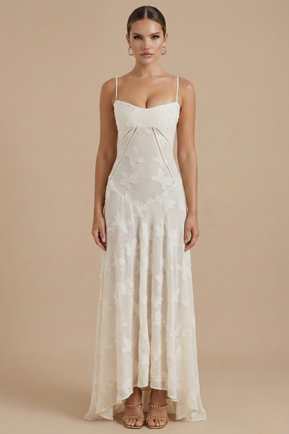Floral Maxi Dress | Women's Summer Wedding Guest Dress with Spaghetti Straps | Elegant Style for Effortless Sophistication
