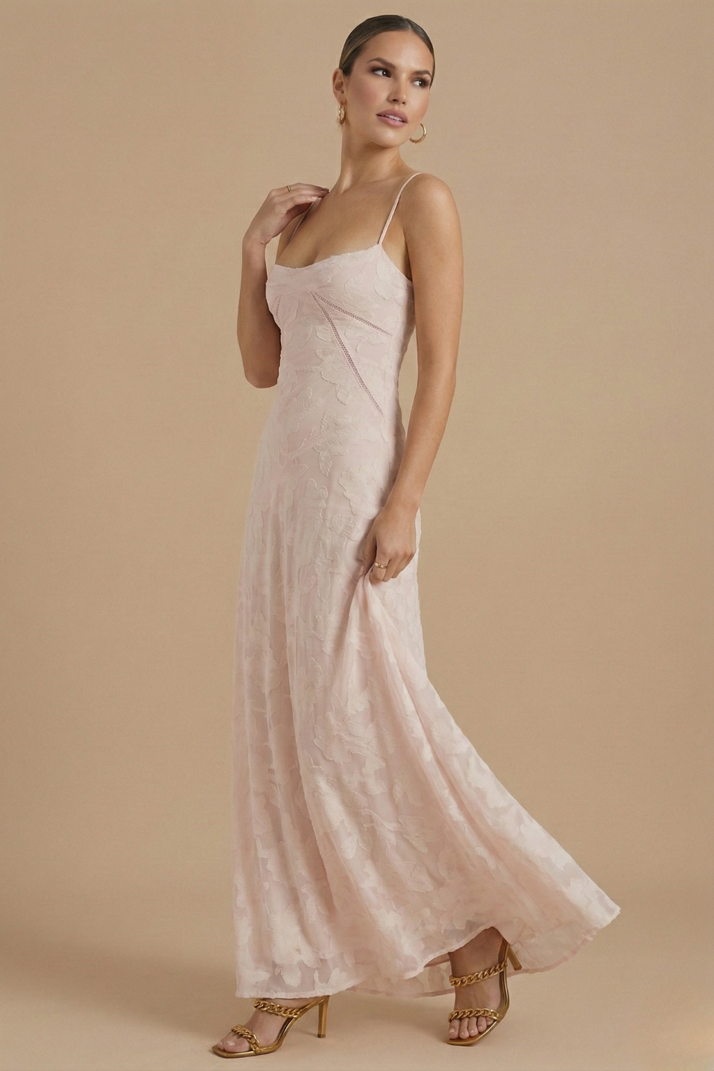 Floral Maxi Dress | Women's Summer Wedding Guest Dress with Spaghetti Straps | Elegant Style for Effortless Sophistication