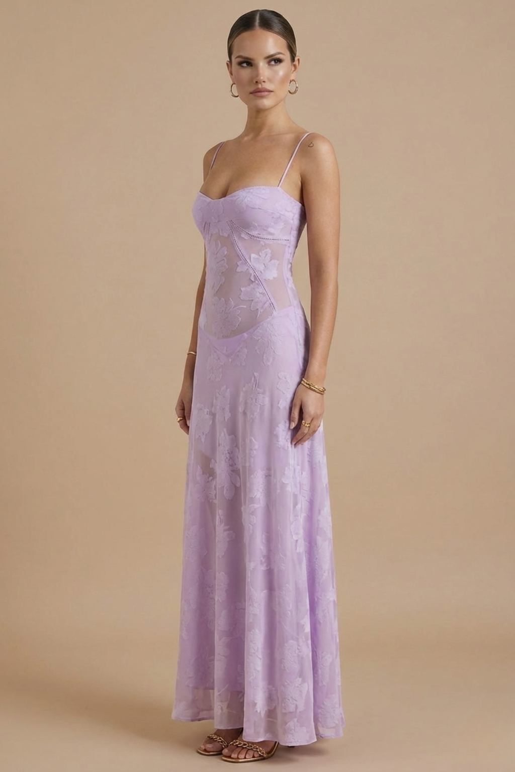Floral Maxi Dress | Women's Summer Wedding Guest Dress with Spaghetti Straps | Elegant Style for Effortless Sophistication