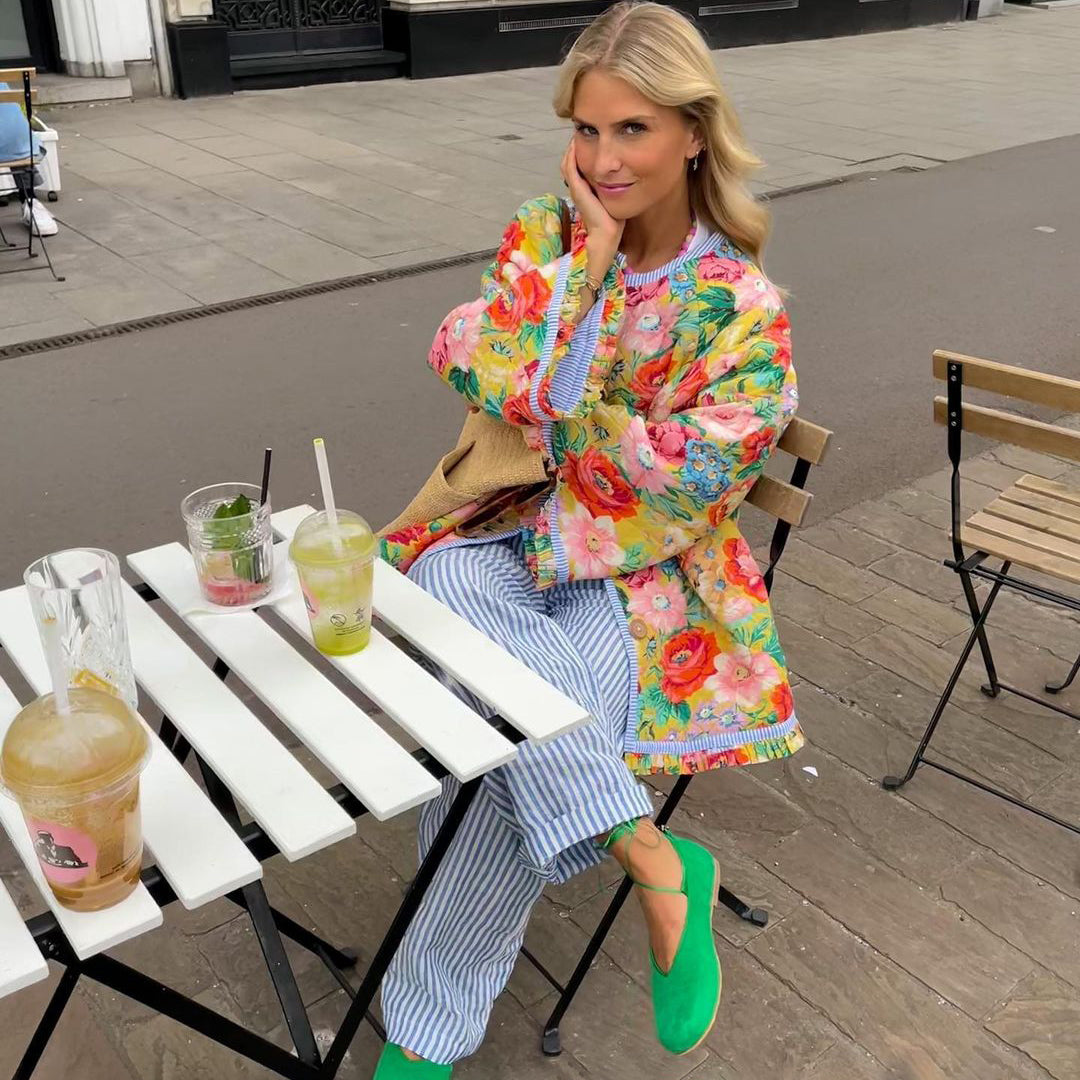 Women's Printed Relaxed Fit Jacket — Floral Geometric Spring 1