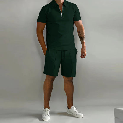 Gavin Collection | Men's Polo Shirt and Shorts Set with Zip Closure | Stylish Comfort for Summer Outings